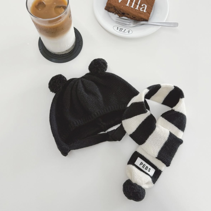 Pălărie tricotată pentru animale de companie, cu bulă de blană, pentru pisici și câini, iarnă, lână monocromă, țesătură plată grea, jacquard