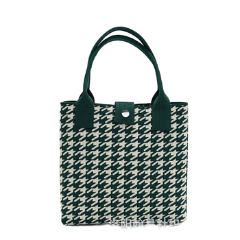 Houndstooth tote torba, urban stil, poliester, uspravna kvadratna silueta, magnetsko zatvaranje, unutarnji džepovi za telefon, ID, prijenosno računalo i kamera