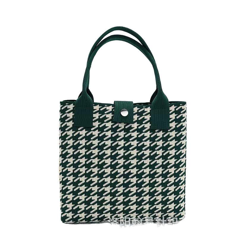 Houndstooth tote torba, urban stil, poliester, uspravna kvadratna silueta, magnetsko zatvaranje, unutarnji džepovi za telefon, ID, prijenosno računalo i kamera
