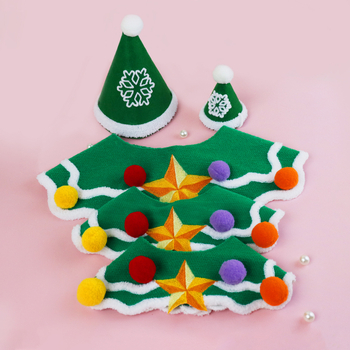 Šál pre domáce zvieratá s čiapkou snehová vločka — karikatúrny vzor, vyšívanie, netkaný materiál, zimné použitie, rôzne možnosti tkania