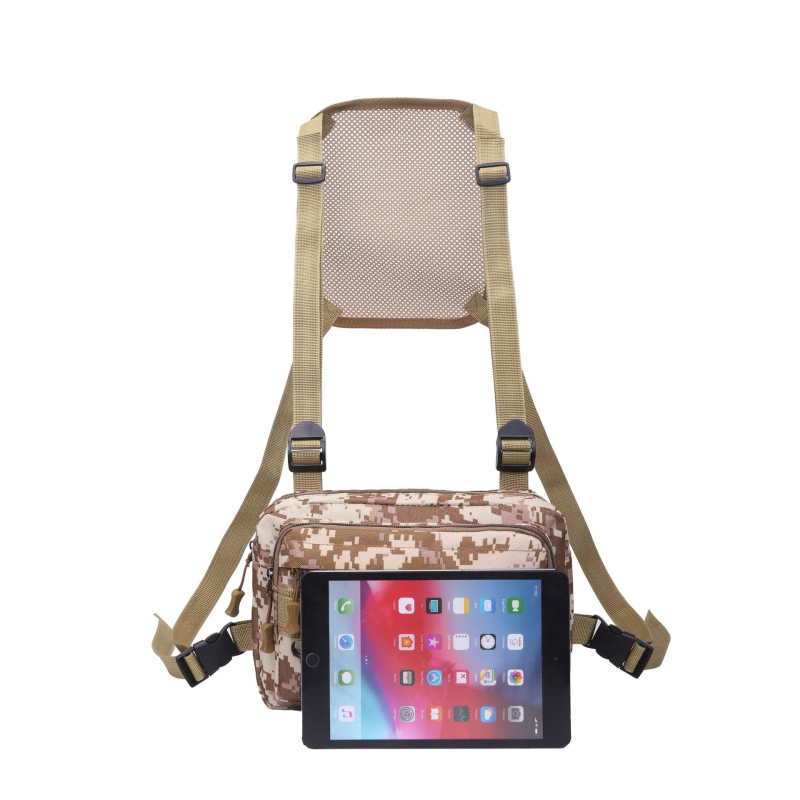 Pánska hrudná taška s maskovacím vzorom – ultraľahká, znižuje záťaž; Oxford látka; polyesterová podšívka