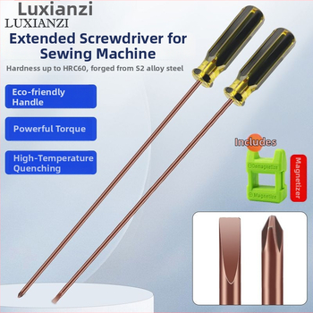 Siuvimo mašinos veržliarakčių rinkinys: plokščio ir kryžminio (Phillips) galvutės, magnetinė išplėtimo lazdelė, kompiuterių remontui