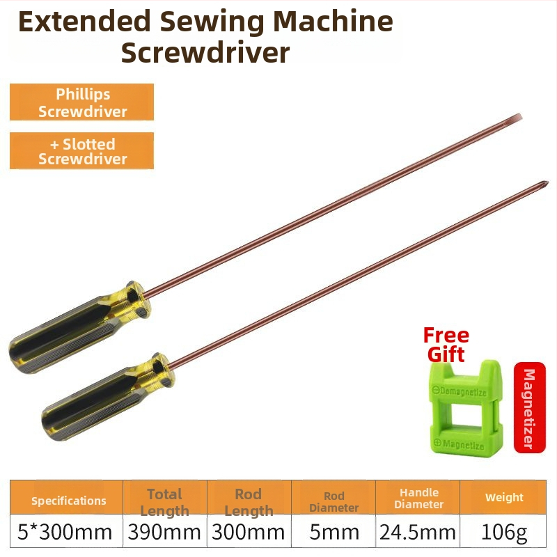 Siuvimo mašinos veržliarakčių rinkinys: plokščio ir kryžminio (Phillips) galvutės, magnetinė išplėtimo lazdelė, kompiuterių remontui