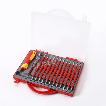 14-в-1 изолиран комплект отвертки за електрически ремонти, хром-ванадиева стомана, магнитен, дръжка TPU+PP