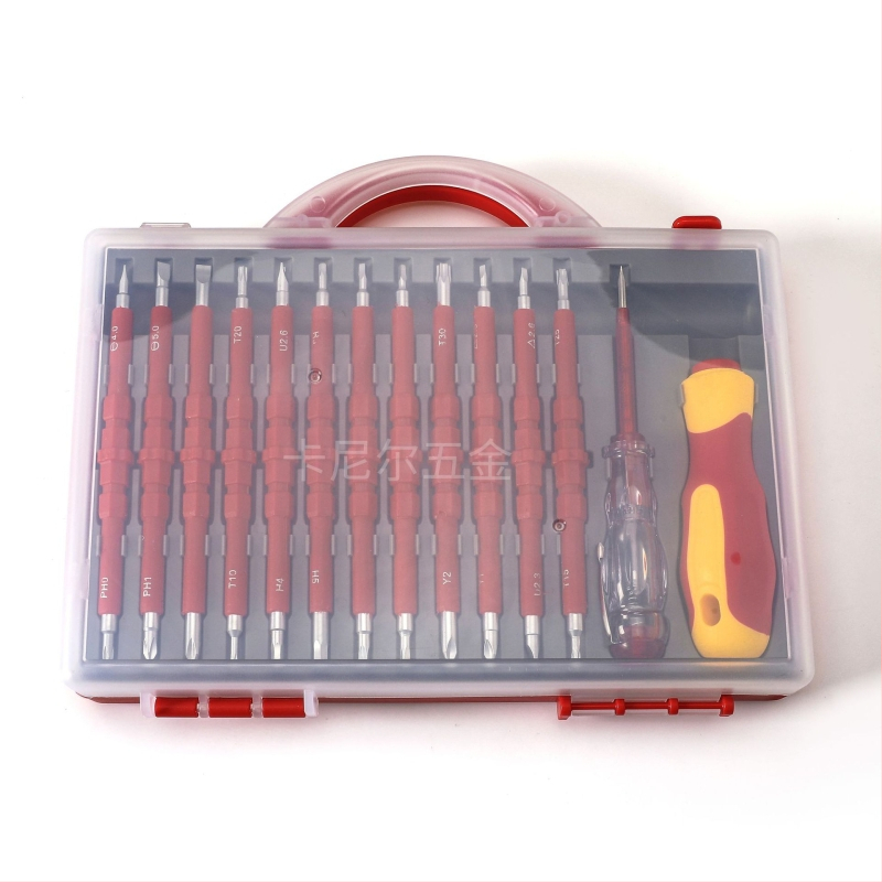 14-в-1 изолиран комплект отвертки за електрически ремонти, хром-ванадиева стомана, магнитен, дръжка TPU+PP