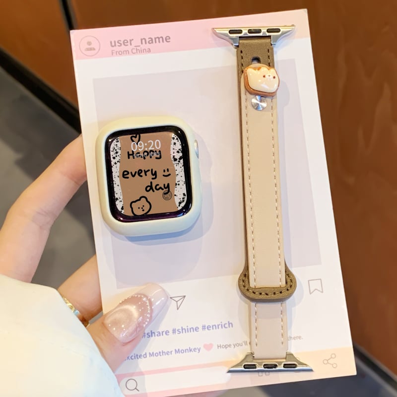 Bratara Apple Watch, Spring Rice, 12 mm lățime, închidere cu buton, material: fibră super, 2025 lansare