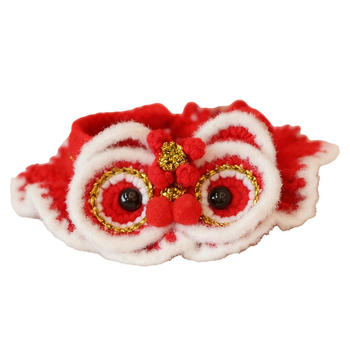 Vlnený pletený obojok pre mačku, motív prebudeného leva, čínske štýl, vhodný pre všetky ročné obdobia