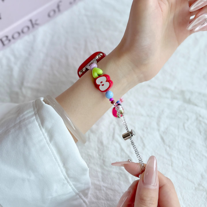 Brățară din mărgele pentru Xiaomi Mi Band 9 Pro și Redmi Watch 5, interfață de 12 mm, stil modern, închidere tip buclă simplă