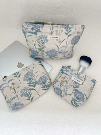 Sminktáska – hordozható, nagy kapacitású utazási rendszerező, vászon anyag, virágmintázat, bélés vászon, friss és édes stílus, YETONADO