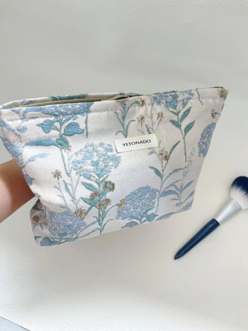 Sminktáska – hordozható, nagy kapacitású utazási rendszerező, vászon anyag, virágmintázat, bélés vászon, friss és édes stílus, YETONADO