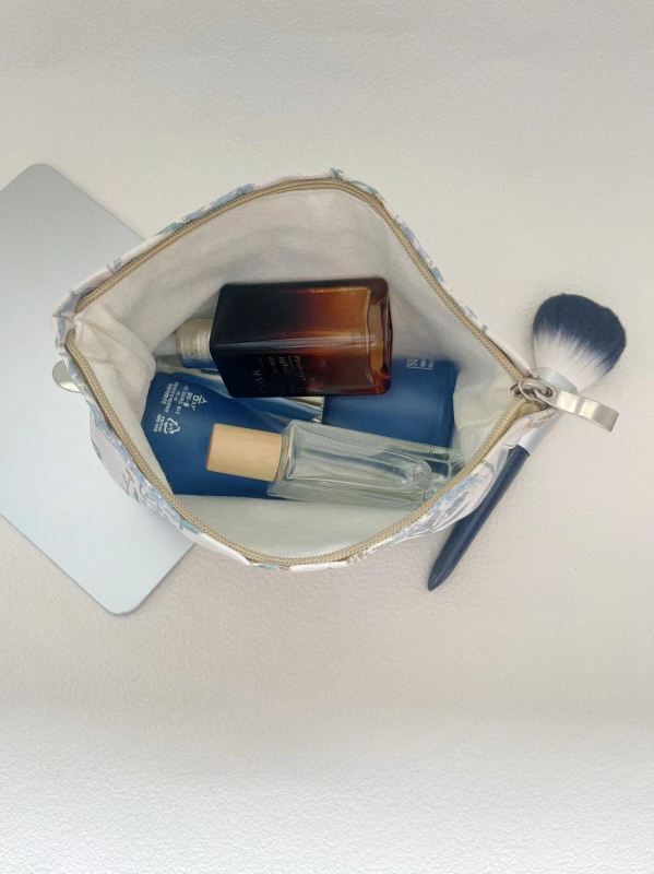 Sminktáska – hordozható, nagy kapacitású utazási rendszerező, vászon anyag, virágmintázat, bélés vászon, friss és édes stílus, YETONADO