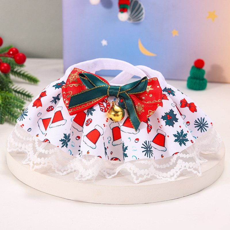 Čipkovaný šál pre domáce zvieratá – Vianočný, univerzálny pre mačky a psy, bavlna-poliester, voľnočasový štýl, značka Master Wang Meng