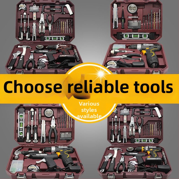 Háztartási szerszámkészlet dobozban – Többcélú otthoni javítási készlet akkumulátoros fúróval, demontázs eszközökkel és faipari szerszámokkal, 100+ darab