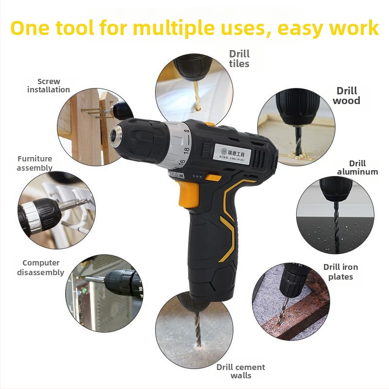 Háztartási szerszámkészlet dobozban – Többcélú otthoni javítási készlet akkumulátoros fúróval, demontázs eszközökkel és faipari szerszámokkal, 100+ darab