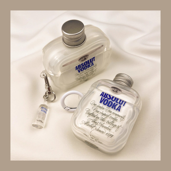 Ochranný kryt na AirPods pre Apple, 3D dizajn fľaše so uzáverom vodky, TPU, priehľadný, karikatúrny štýl, trojrozmerný reliéf