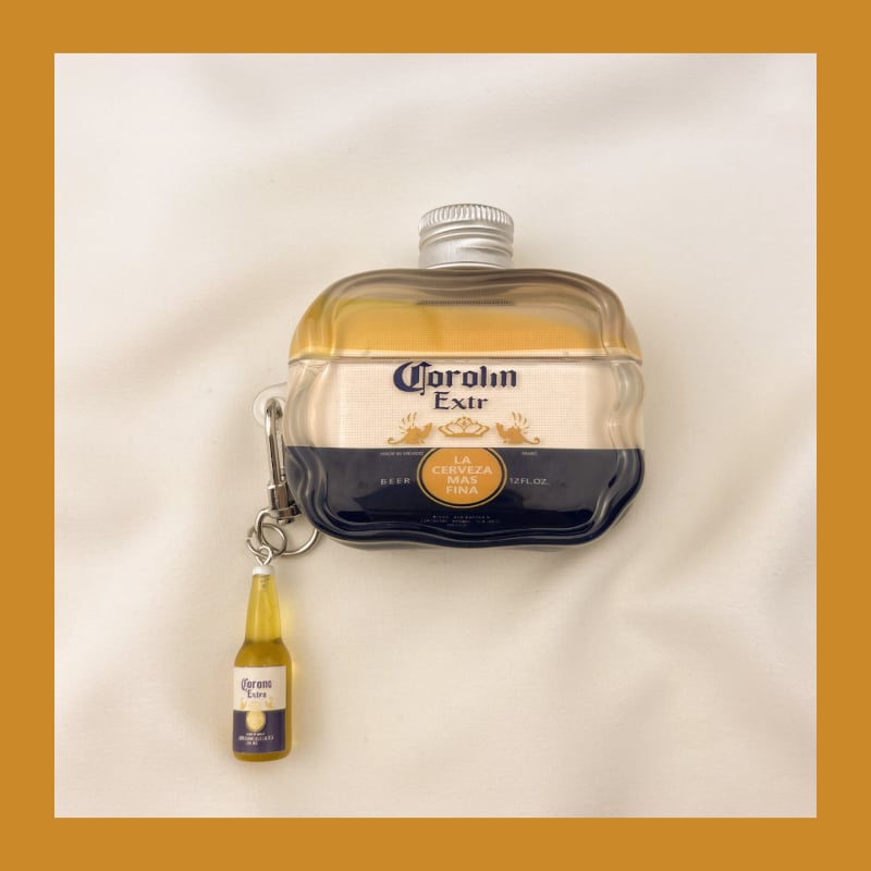 Ochranný kryt na AirPods pre Apple, 3D dizajn fľaše so uzáverom vodky, TPU, priehľadný, karikatúrny štýl, trojrozmerný reliéf