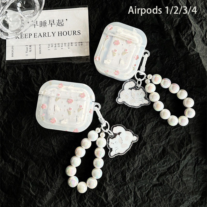 Θήκη προστασίας AirPods Pro 2 με σχέδιο φλοράλ γάτας — TPU υλικό, φορητό, all-in-one, καρτούν στυλ, εκτύπωση, συμβατό με Apple AirPods Pro 2