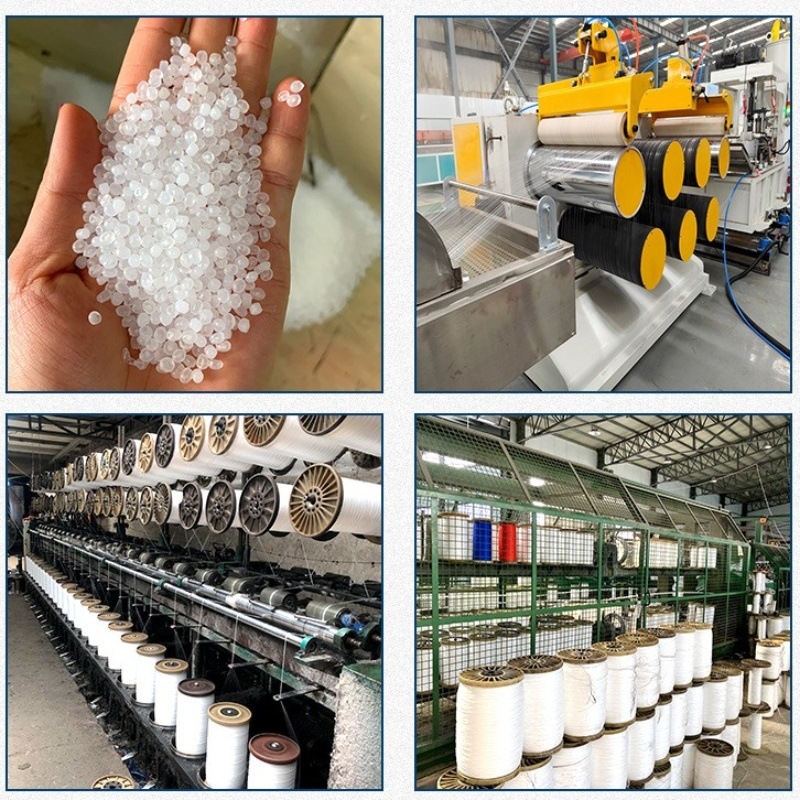 Polipropileno virvė, daugialynė — prekės ženklas Yichuan; Medžiaga: PP; Tipas: daugialynė; Lūžimo jėga: 1000 kg; Panaudojimas: įpakavimas