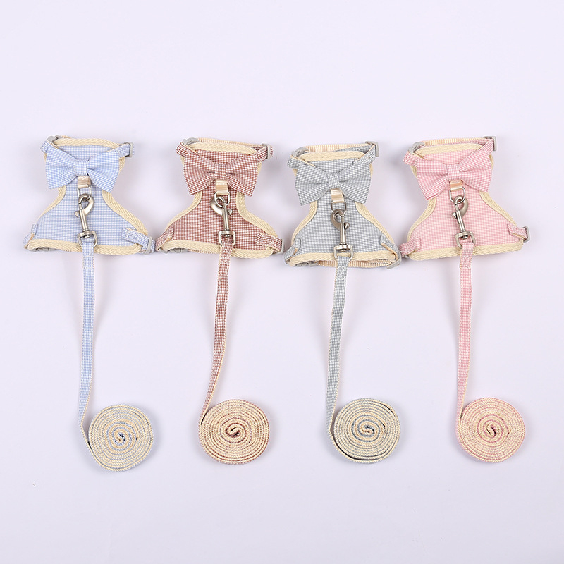 Macska hám masnival – kockás mintázat, PP anyag, mellkasöv