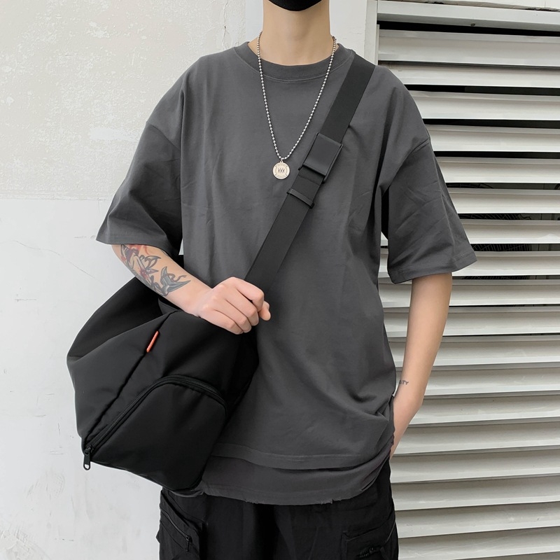 Férfi nylonos keresztpántos oldaltáska laptoprekesszel, vízálló, lélegző és kopásálló, városi egyszerű stílus, mindennapi használatra