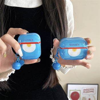 Doraemon kryt na AirPods 4/Pro 3 – silikón, mäkké puzdro, gravírovanie, kompatibilné s Apple
