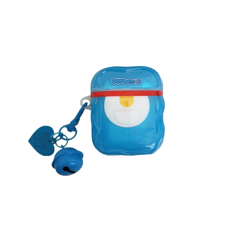 Doraemon kryt na AirPods 4/Pro 3 – silikón, mäkké puzdro, gravírovanie, kompatibilné s Apple