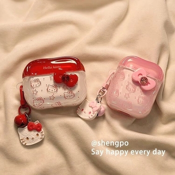  husă pentru AirPods Pro 2 și AirPods 2 cu gravură Hello Kitty, material PC, gravură, personalizare neacceptată