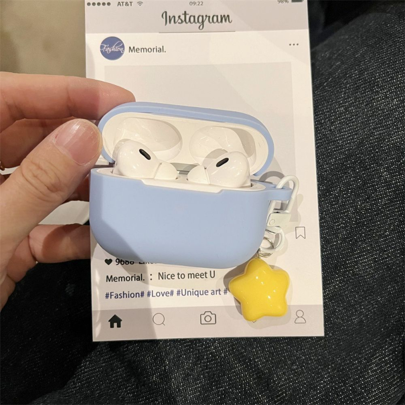 Csillag mintás szilikontok AirPods 4-hez, Pro 2-höz és a 3. generációhoz – gravírozott védőtok