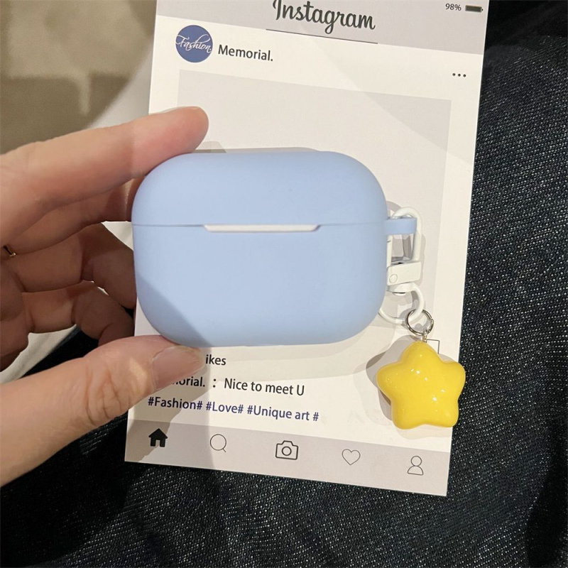 Csillag mintás szilikontok AirPods 4-hez, Pro 2-höz és a 3. generációhoz – gravírozott védőtok