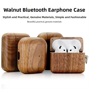 Púzdro na slúchadlá z vlašského dreva pre AirPods Pro 2/4 – Úplné pokrytie, Ručne vyrobené, Kompatibilné s Apple