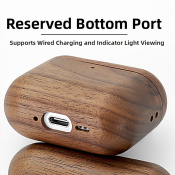 Púzdro na slúchadlá z vlašského dreva pre AirPods Pro 2/4 – Úplné pokrytie, Ručne vyrobené, Kompatibilné s Apple