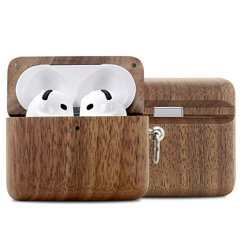 Θήκη ακουστικών από καρυδιά για AirPods Pro 2/4 – Πλήρης κάλυψη, Χειροποίητο, Συμβατό με Apple
