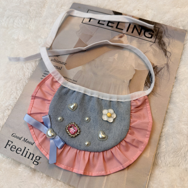 Pamutból készült háziállat-bib, masni dizájnnal, univerzális használat, minden évszakra, engedélyezett magánmárka