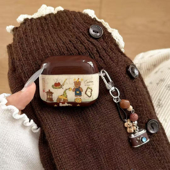 AirPods Pro 2 szilikontok, rajzfilmszerű medve dizájn, Apple-kompatibilis