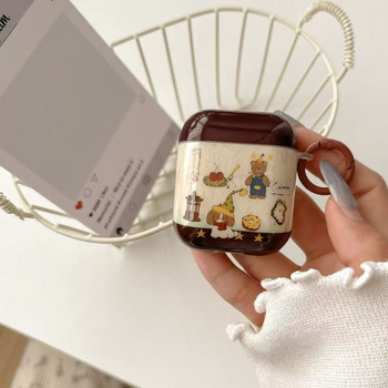 AirPods Pro 2 szilikontok, rajzfilmszerű medve dizájn, Apple-kompatibilis