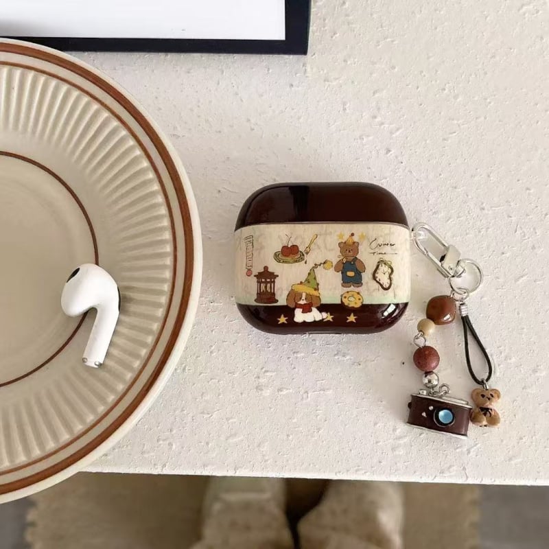 AirPods Pro 2 szilikontok, rajzfilmszerű medve dizájn, Apple-kompatibilis