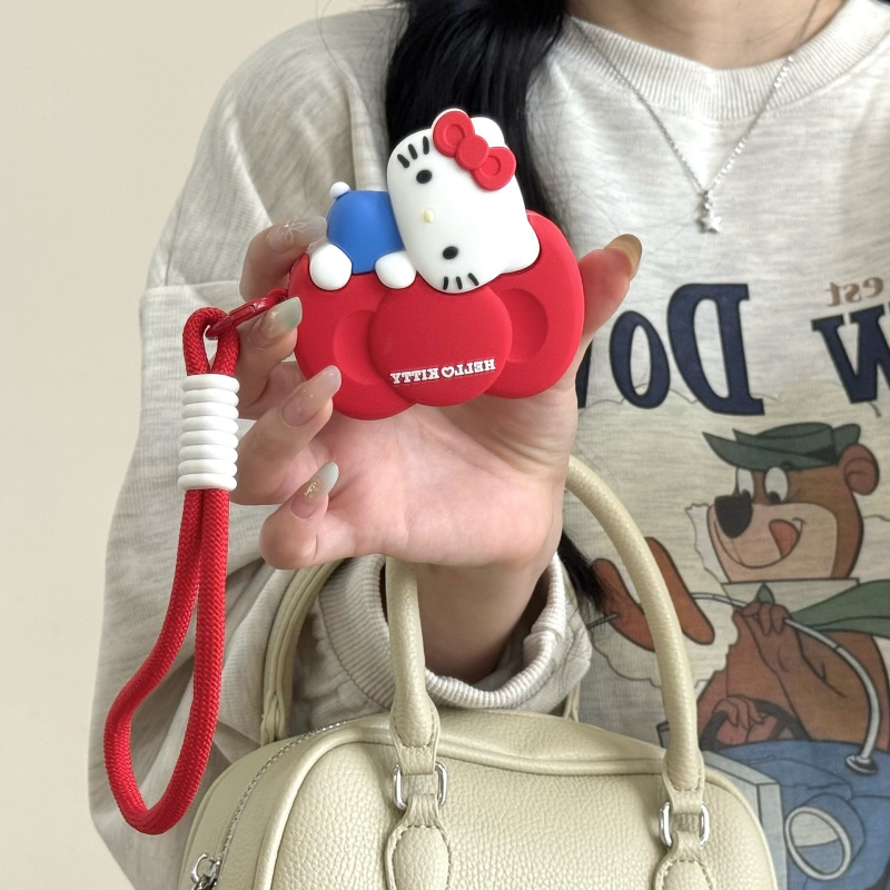 Zaštitna futrola za AirPods Pro 2/3/4 generacije s mačjim motivom i mašnicom, karikaturalni reljef
