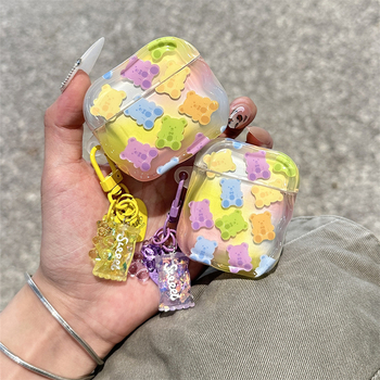 Θήκη TPU για AirPods σε σχήμα αρκουδάκι ζελέ, καλλιτεχνική ανάγλυφη σχεδίαση, συμβατή με AirPods 2/3 Gen και Pro 2