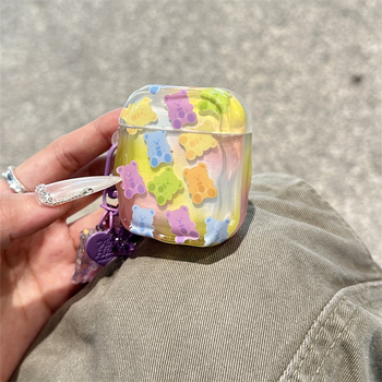 Θήκη TPU για AirPods σε σχήμα αρκουδάκι ζελέ, καλλιτεχνική ανάγλυφη σχεδίαση, συμβατή με AirPods 2/3 Gen και Pro 2