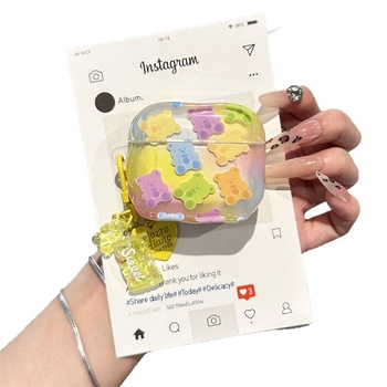 Θήκη TPU για AirPods σε σχήμα αρκουδάκι ζελέ, καλλιτεχνική ανάγλυφη σχεδίαση, συμβατή με AirPods 2/3 Gen και Pro 2