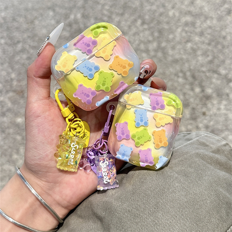 Θήκη TPU για AirPods σε σχήμα αρκουδάκι ζελέ, καλλιτεχνική ανάγλυφη σχεδίαση, συμβατή με AirPods 2/3 Gen και Pro 2