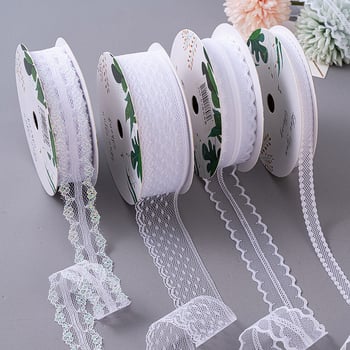 Лента за букет с дантелен кант, полиестер, марка Flower Habitat, за сватби и DIY опаковки