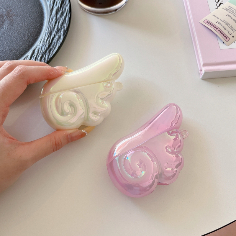 Θήκη AirPods με ηλεκτροχρωμιωμένα φτερά, καρτούν στυλ, ανάγλυφος TPU, συμβατή με Apple