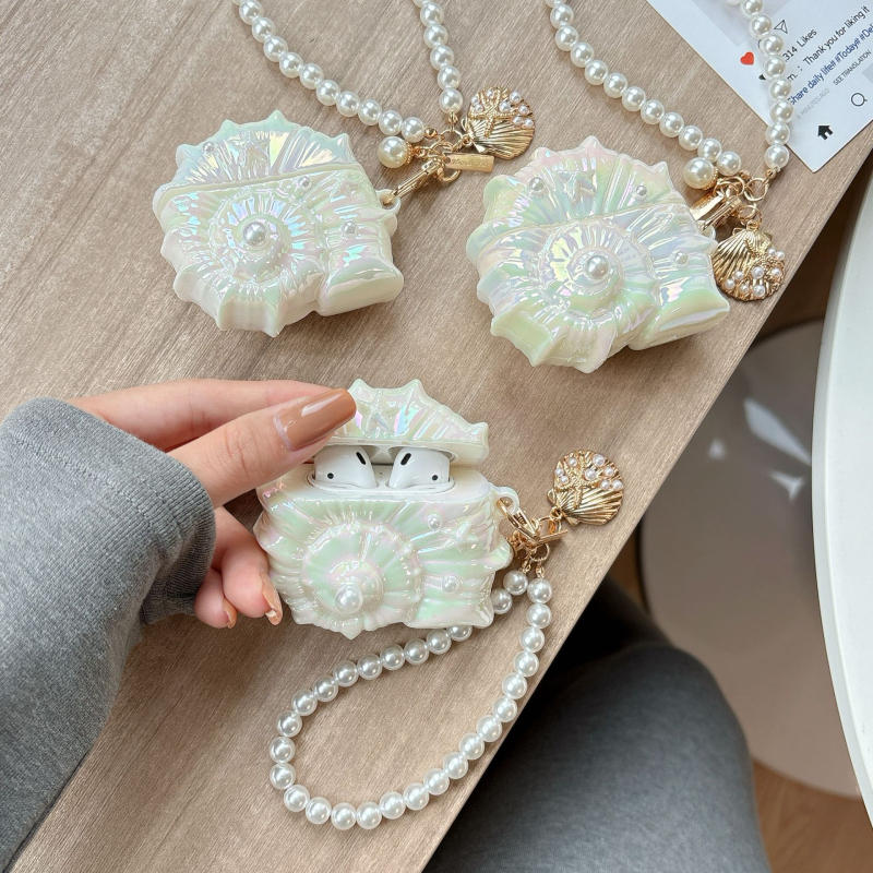 Θήκη AirPods με χαρακτική λέιζερ σε όστρακο μαργαριταριού, TPU προστατευτικό κάλυμμα, στυλ καρτούν, συμβατό με Apple