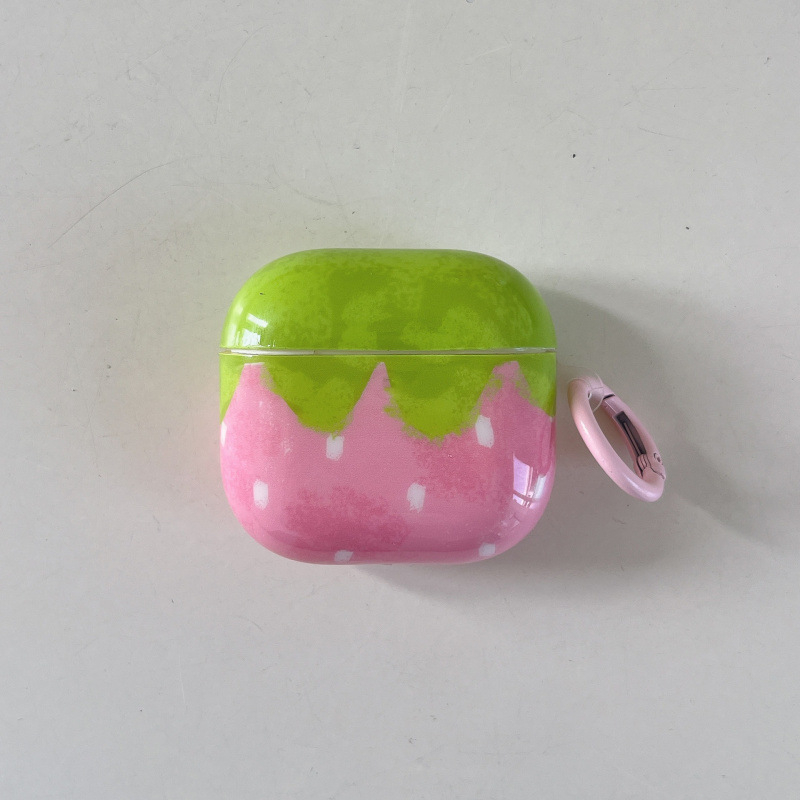Ružičasto zaštitno kućište s motivom jagode za Apple AirPods 4. generacije, Pro 2 slušalice, kompatibilno s bežičnim punjenjem