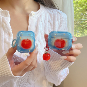 Kućište za AirPods s dizajnom uljne slike – crveno jabuka, kompatibilno s AirPods 4, AirPods 2/3 i AirPods Pro 3, kreativno kućište za slušalice