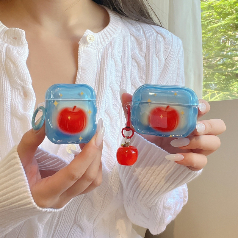 Kućište za AirPods s dizajnom uljne slike – crveno jabuka, kompatibilno s AirPods 4, AirPods 2/3 i AirPods Pro 3, kreativno kućište za slušalice