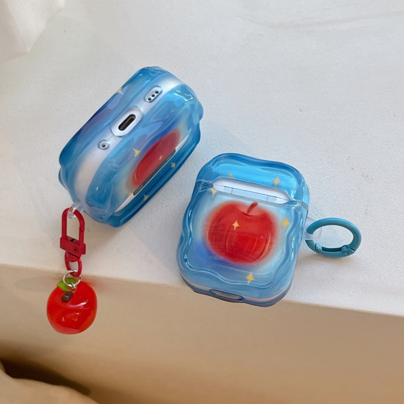 Kućište za AirPods s dizajnom uljne slike – crveno jabuka, kompatibilno s AirPods 4, AirPods 2/3 i AirPods Pro 3, kreativno kućište za slušalice