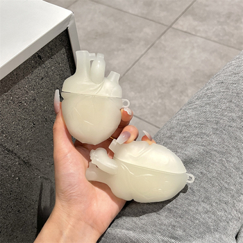 Carcasă din silicon pentru AirPods Pro 2nd/3rd Gen, design inimă 3D – turnare prin injecție, compatibilă cu Apple