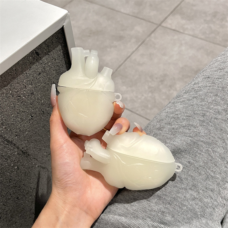 Carcasă din silicon pentru AirPods Pro 2nd/3rd Gen, design inimă 3D – turnare prin injecție, compatibilă cu Apple